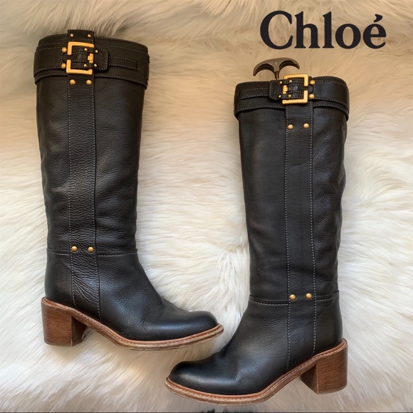 Chloe Shoes - Authentic CHLOE Peddled Leather Riding Boots